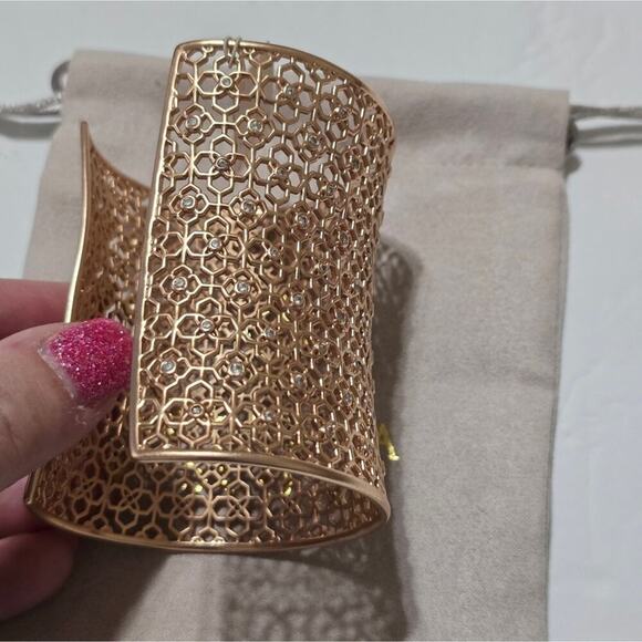 Kendra Scott JUDE Logo ROSE GOLD Wide Cuff Bracelet with Crystals New! - Picture 7 of 11